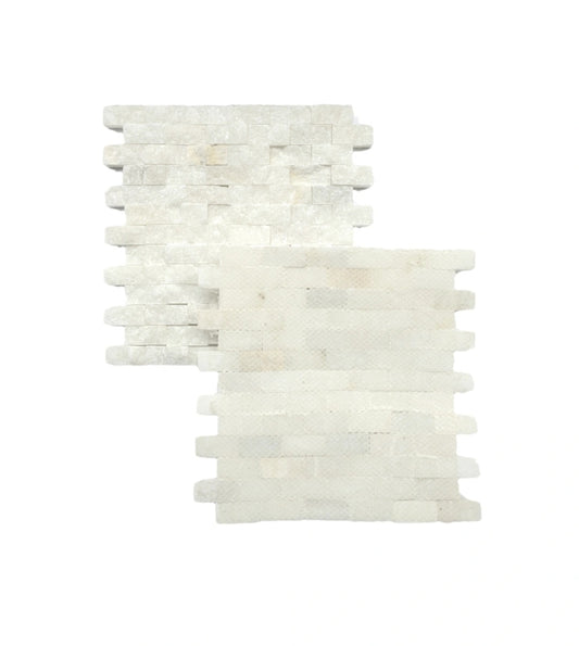 Kameni mozaik na mrežici (beli panel) 30x30